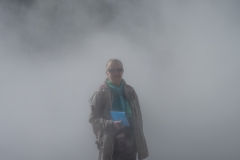 Cathy coming out of the fog.
